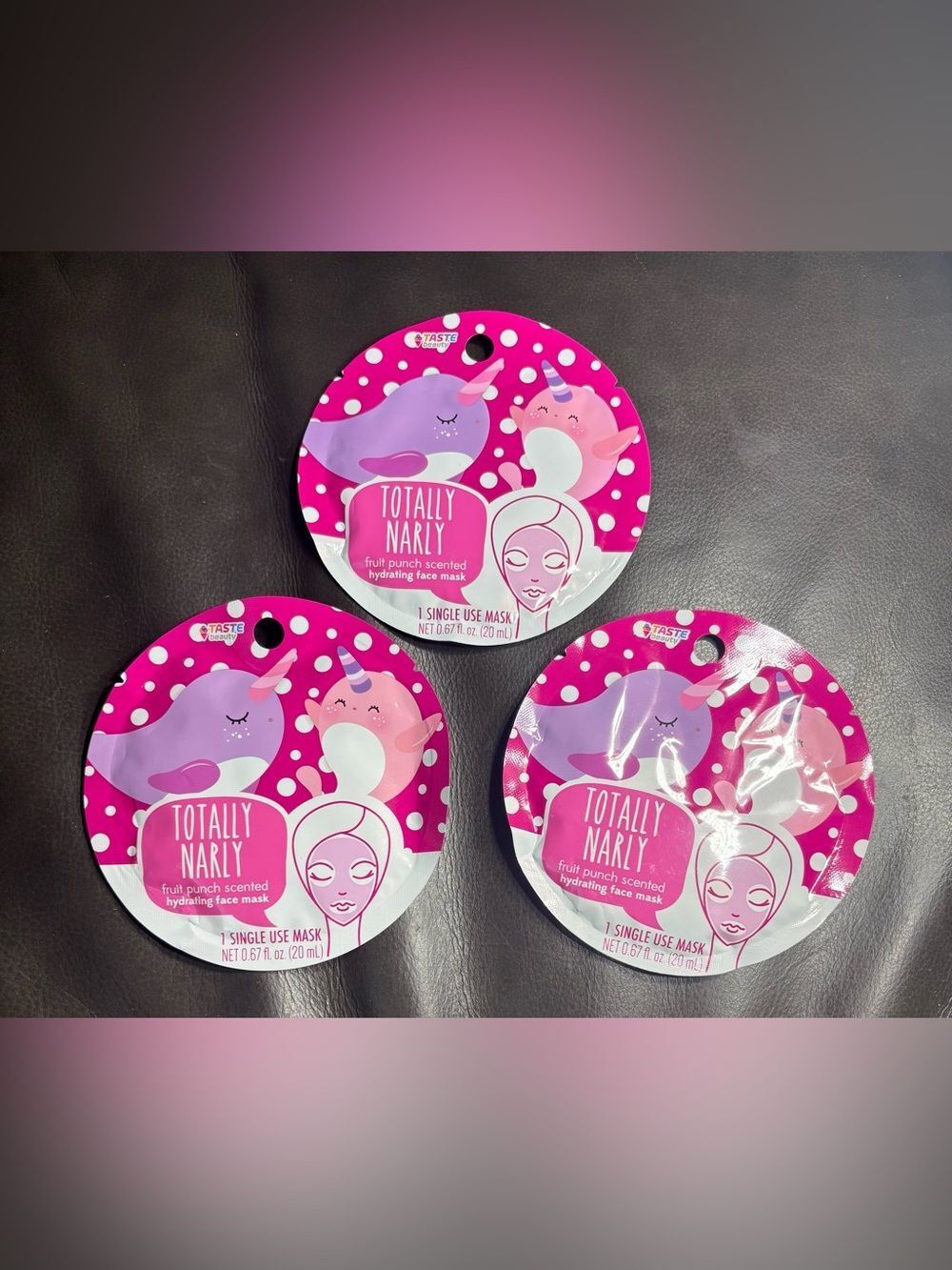 3 New Totally Narly Fruit Punch Scented Hydrating Face Mask (Single Use)